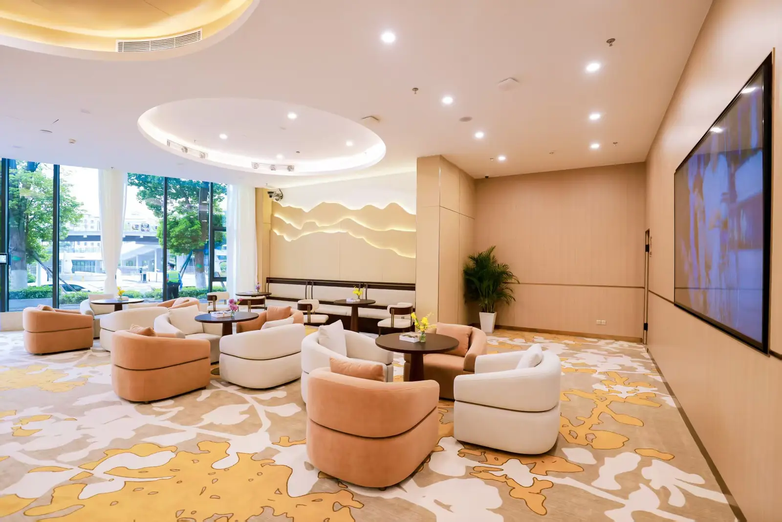Executive healthcare lounge with private seating areas